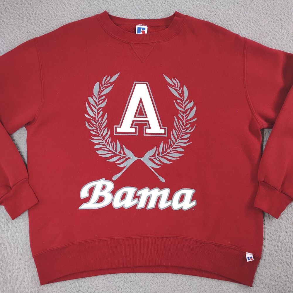 Vintage Alabama Crimson Tide Sweater Sweatshirt Adult Mens Large Red Bama USA